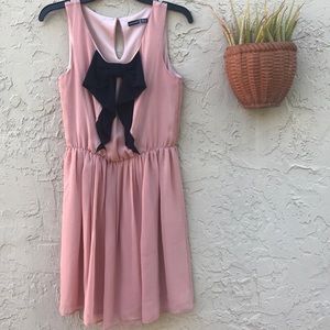 DONATED Atmosphere Cute Peach Mini Dress with Black Bow